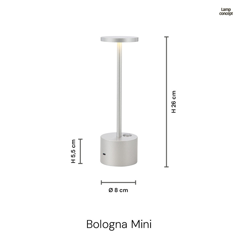 Bologna Mini LED Draadloze Tafellamp Zwart