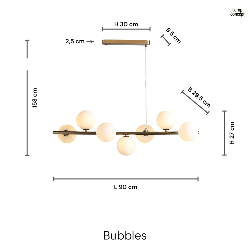 Bubbles Lange Hanglamp 90cm Amber