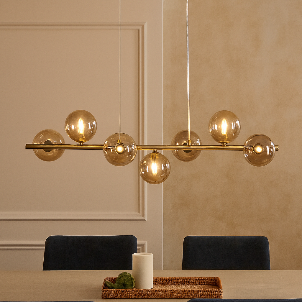 Bubbles Lange Hanglamp 90cm Amber