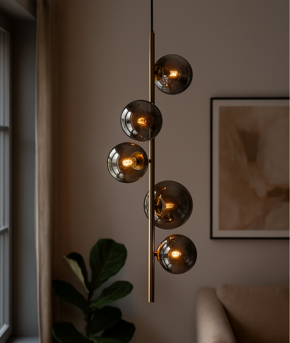 Valencia Hoekhanglamp Messing/Smoke