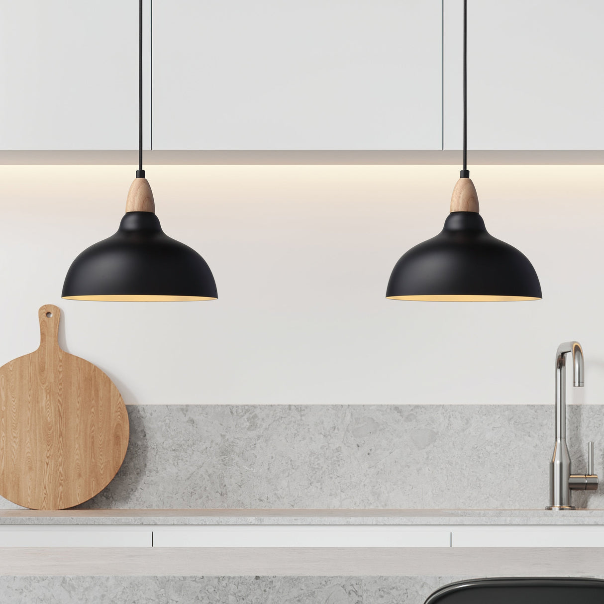 Oak Hanglamp Ø24 Lichte Hout/Zwart