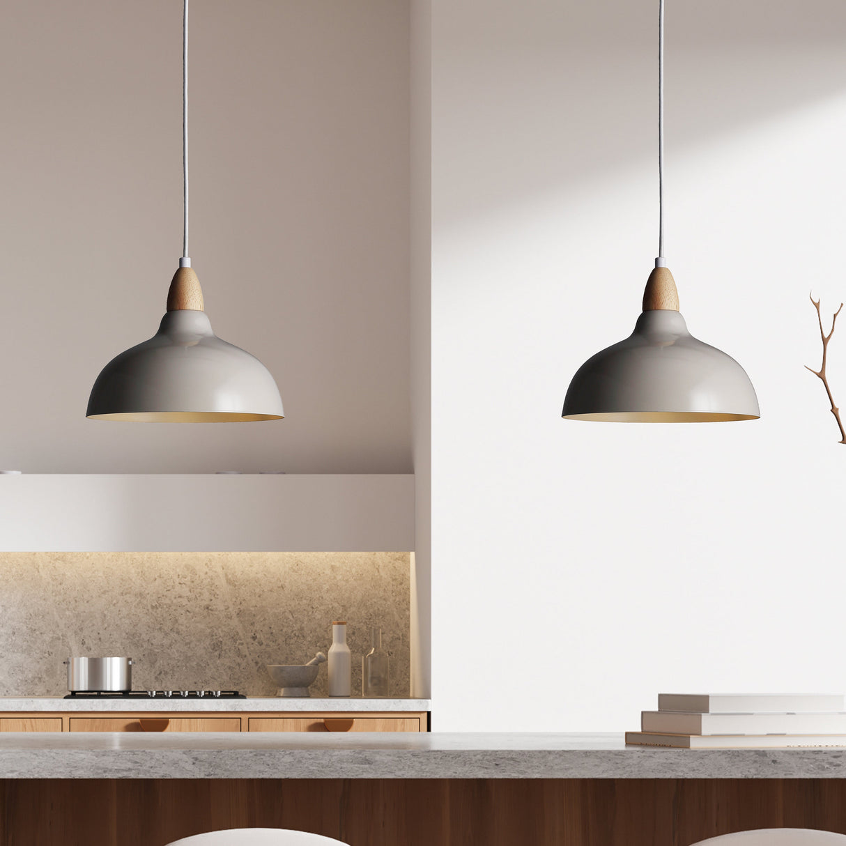 Oak Hanglamp Ø24 Glossy Dove