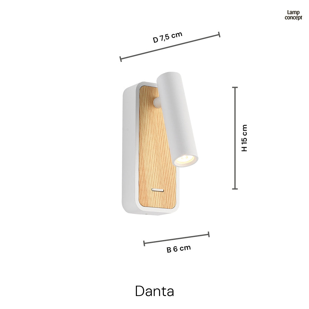 Danta Wandlamp Zwart/Houtlook