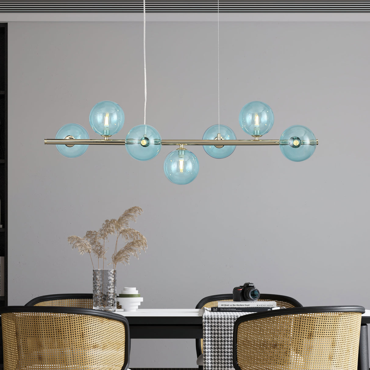 Bubbles Lange Hanglamp 90cm Blauw