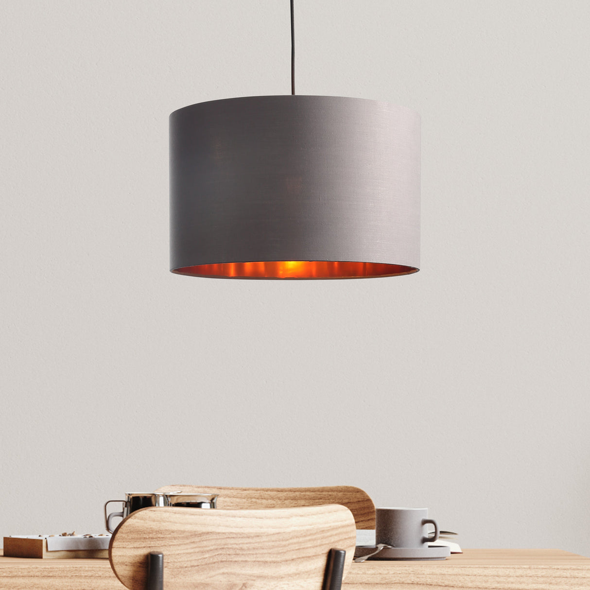 Drum Hanglamp Ø40 Grijs/Messing