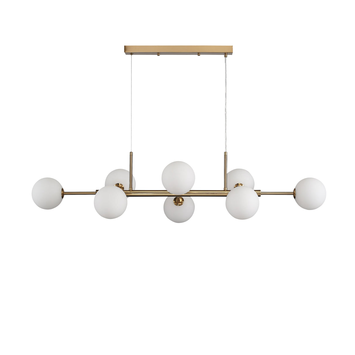 Seti Lange Hanglamp Geborsteld Messing/Opal