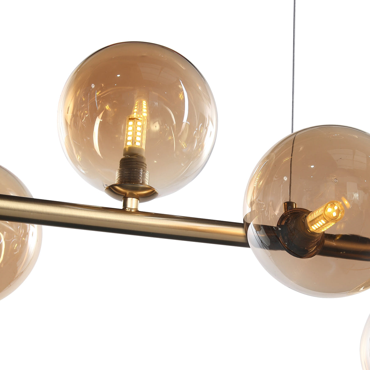 Seti Lange Hanglamp Geborsteld Messing/Amber