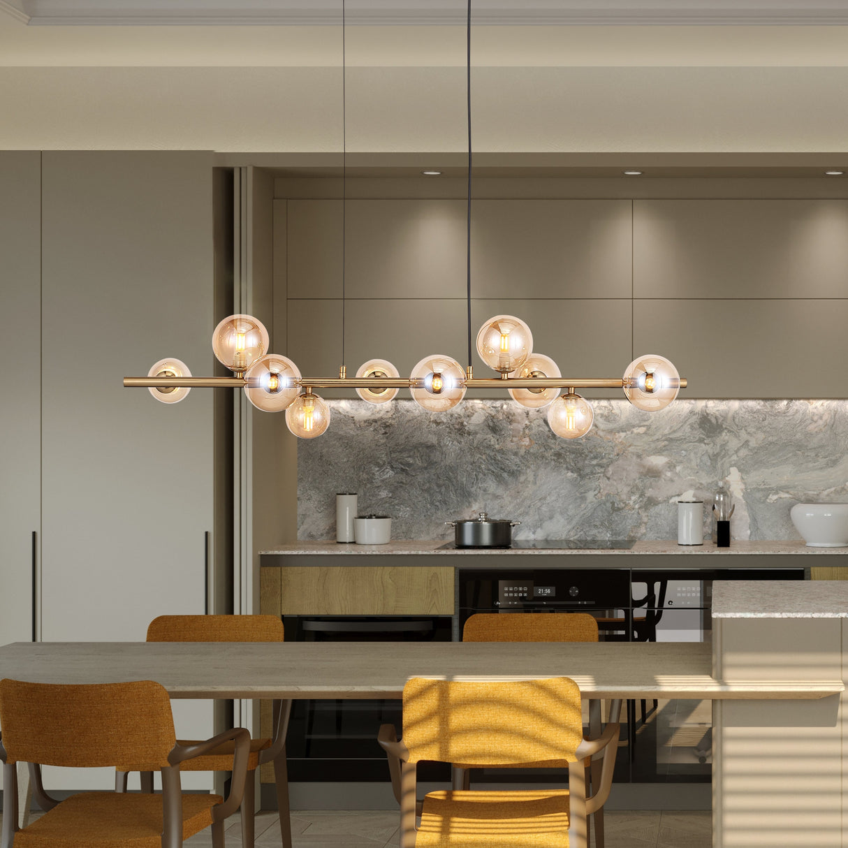 Valencia Lange Hanglamp Messing/Amber