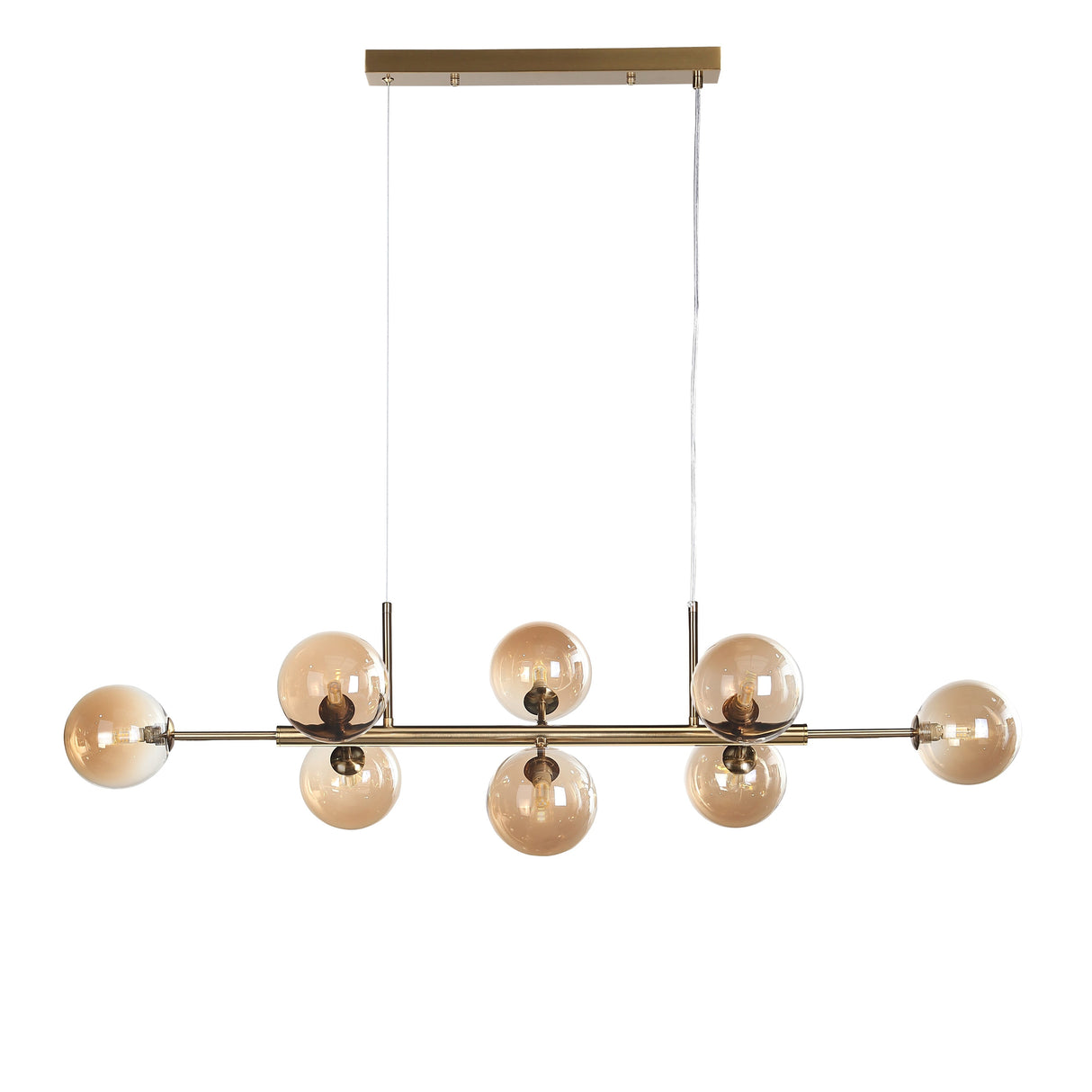 Seti Lange Hanglamp Geborsteld Messing/Amber