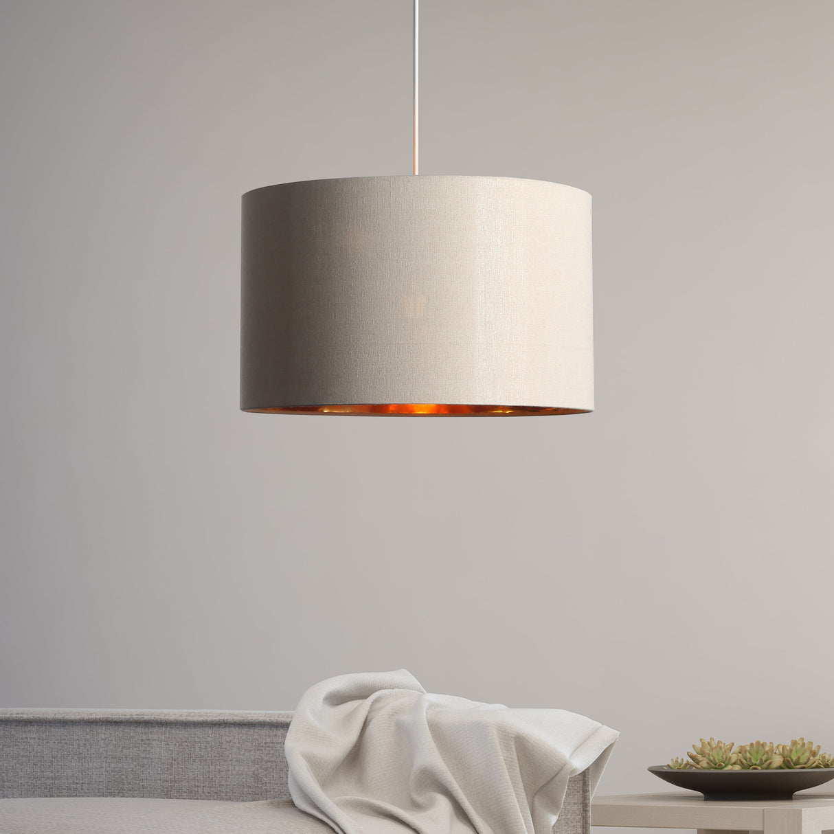 Drum Hanglamp Ø40 Linnen/Messing