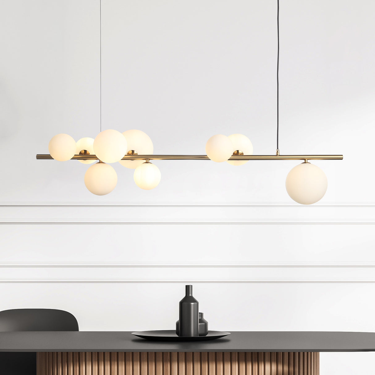 Florence Långbord Taklampa Mässing/Opal-Lampconcept.se