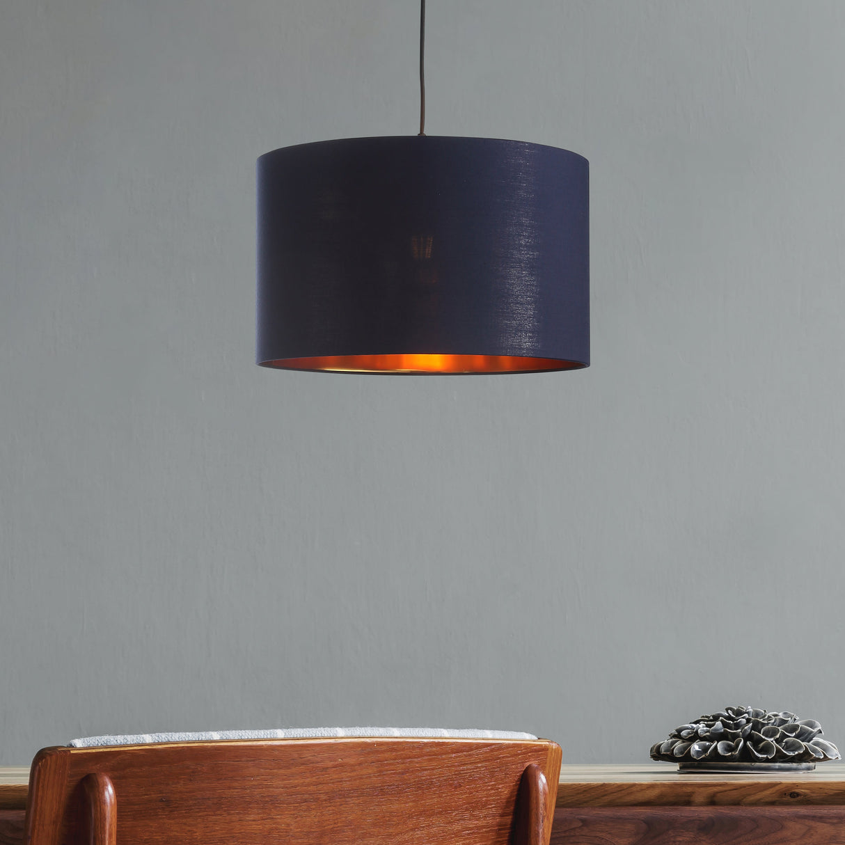 Drum Hanglamp Ø40 Blauw/Messing