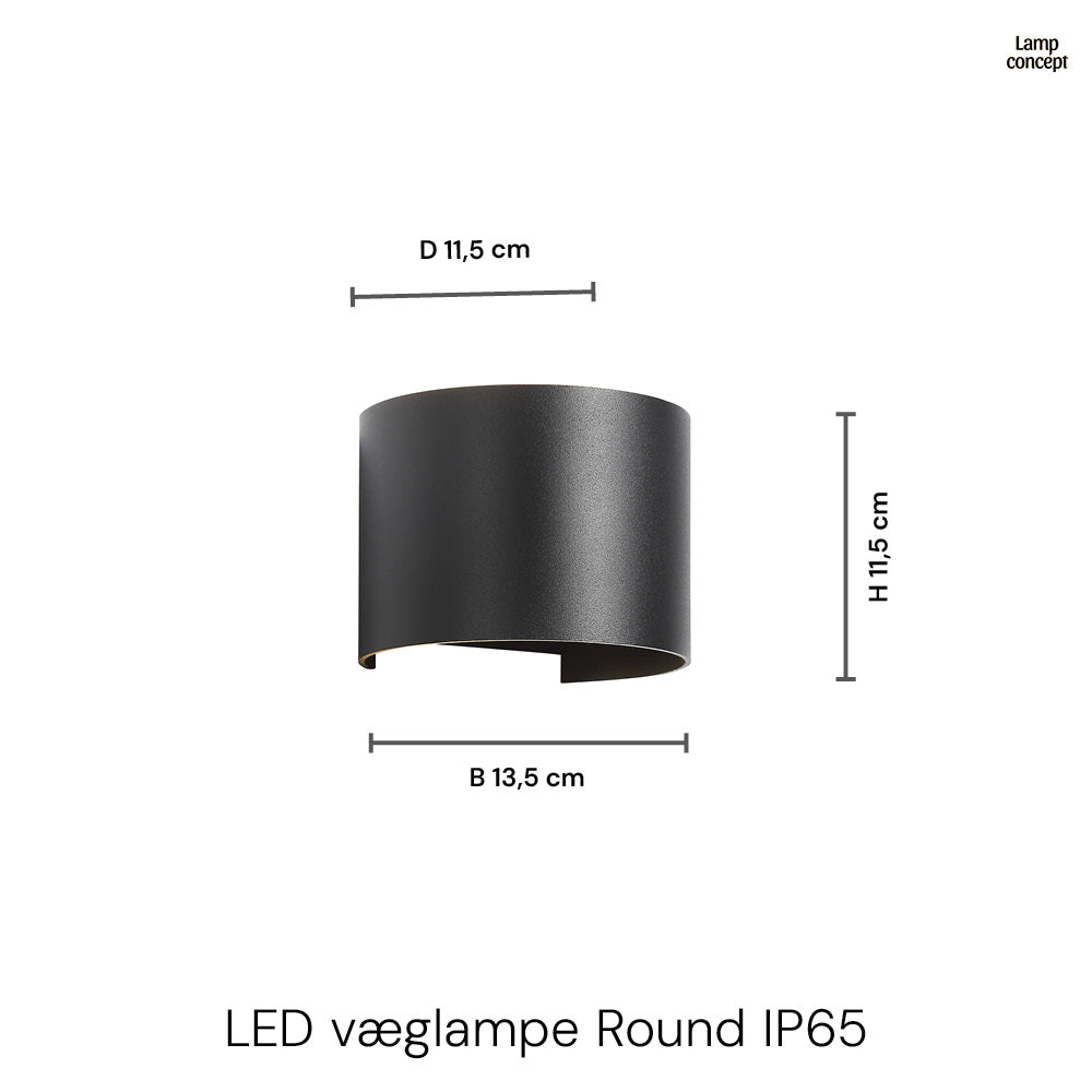 LED Wandlamp Buiten Rond 5W IP65 Zwart