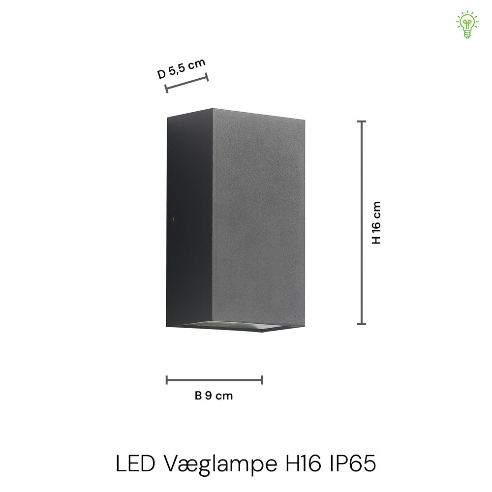 LED Wandlamp H16 IP54 6W Zwart