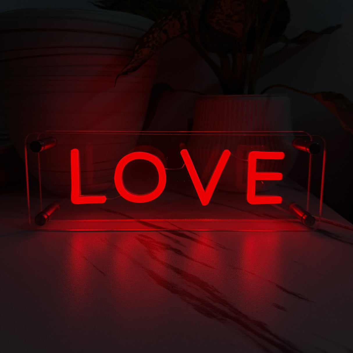 Love LED Neon Box Tafellamp