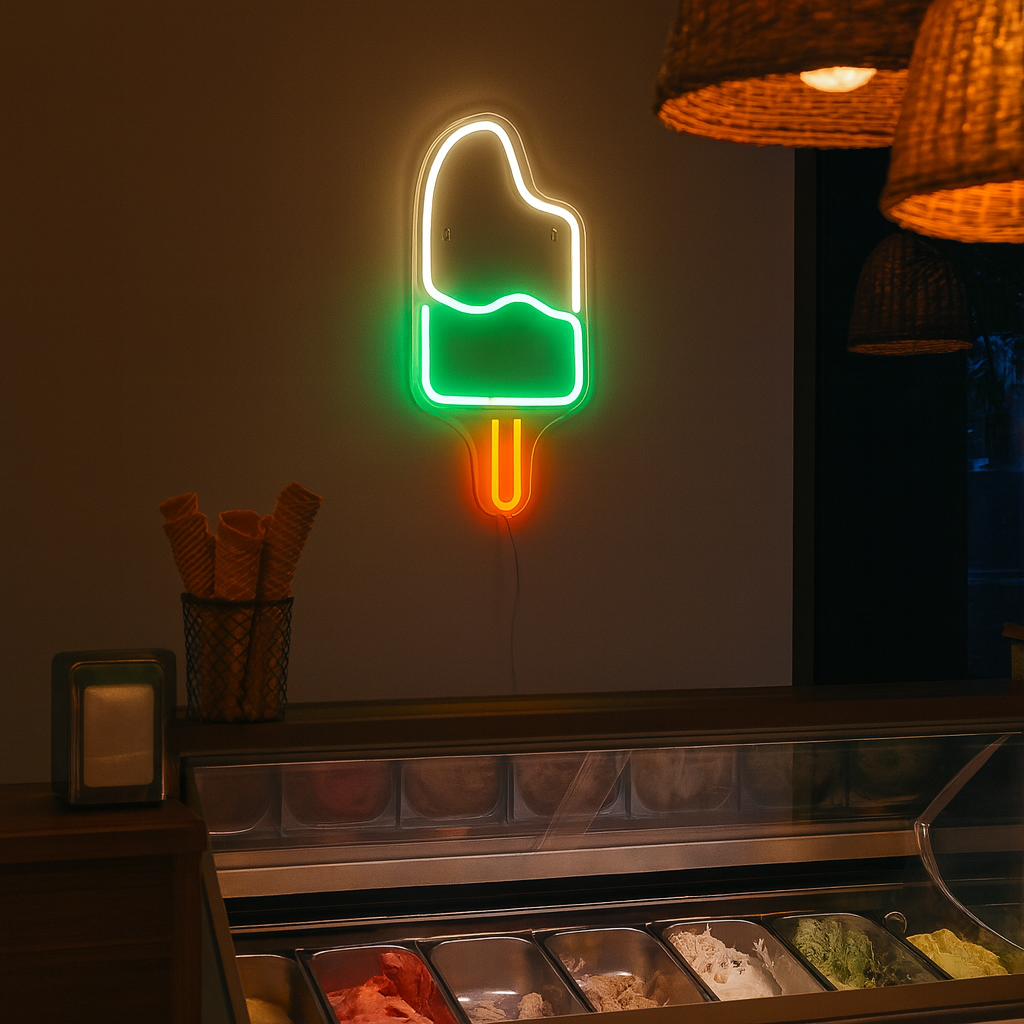 Ice Cream Neon Vägglampa Grön/Vit