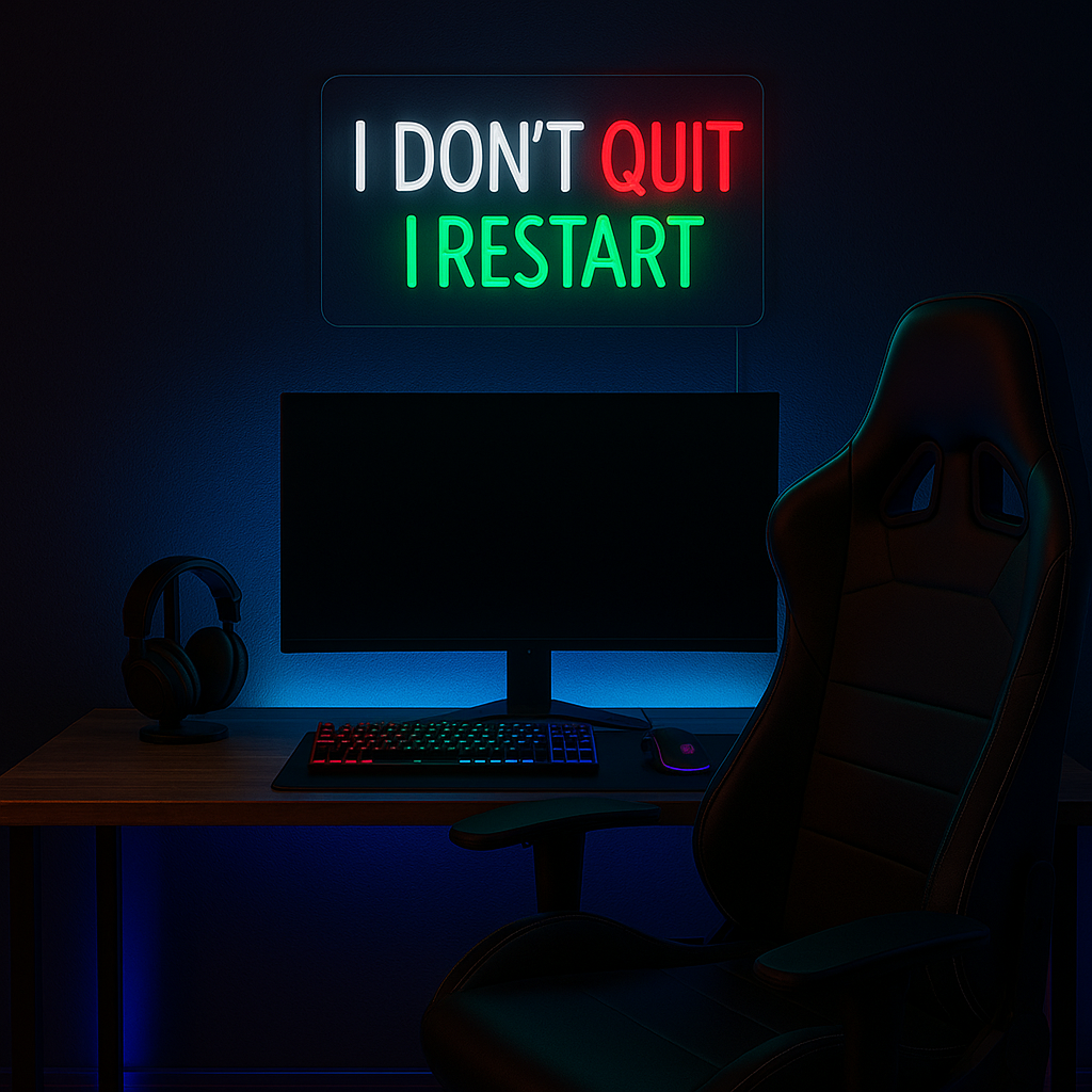 I Dont Quit I Restart Neon Wandlamp