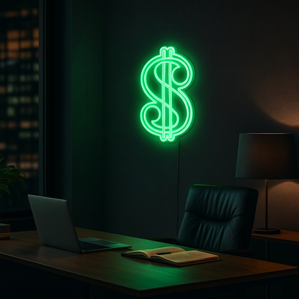 Dollar Teken Neon Wandlamp