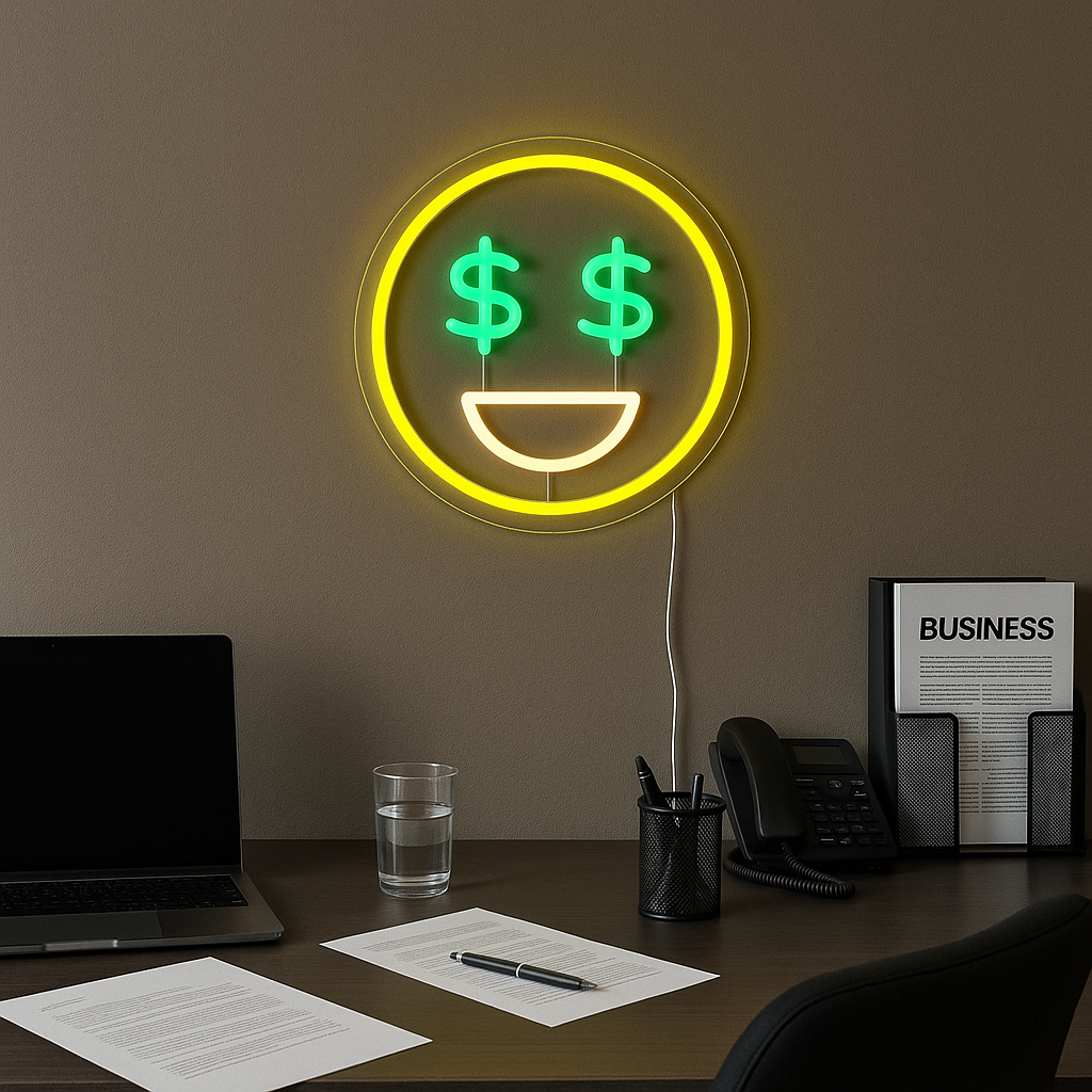 Emoji Dollar Neon Wandlamp