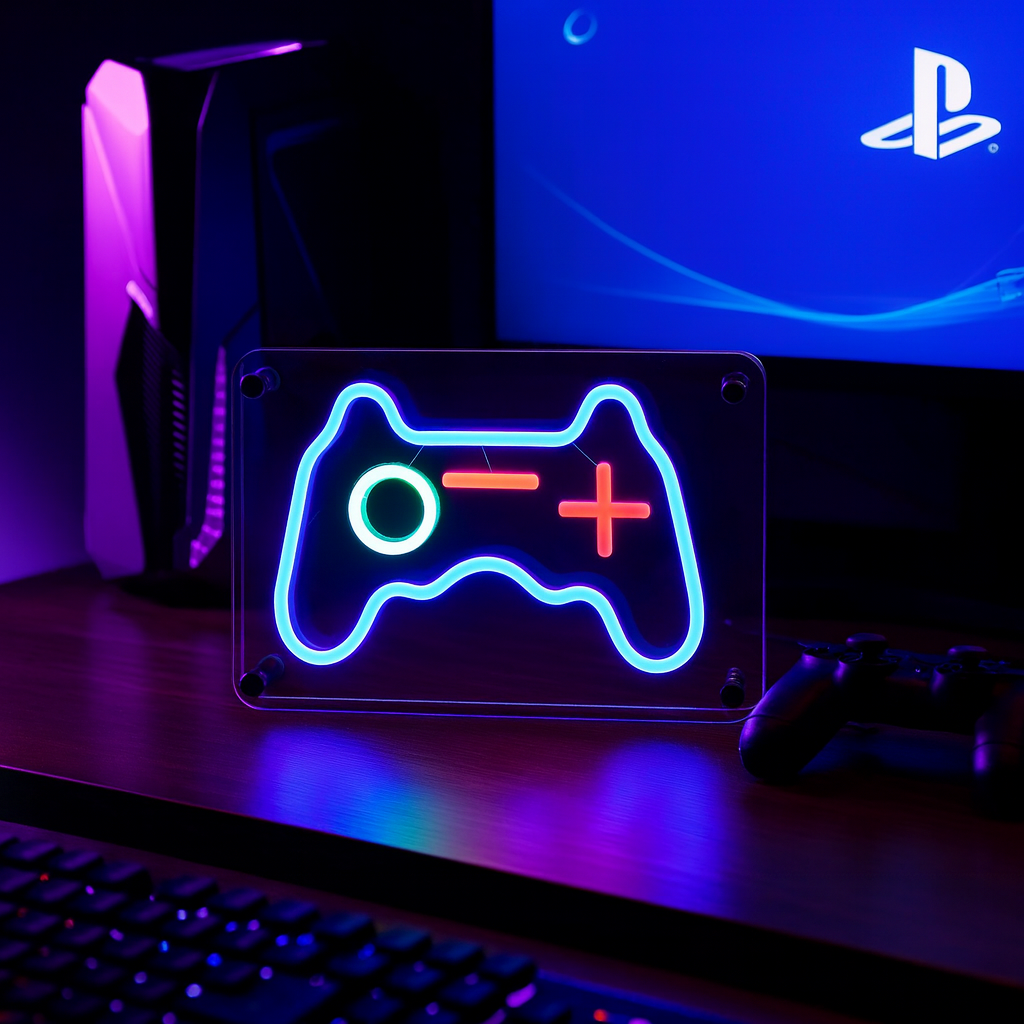 Joystick LED Neon Box Tafellamp