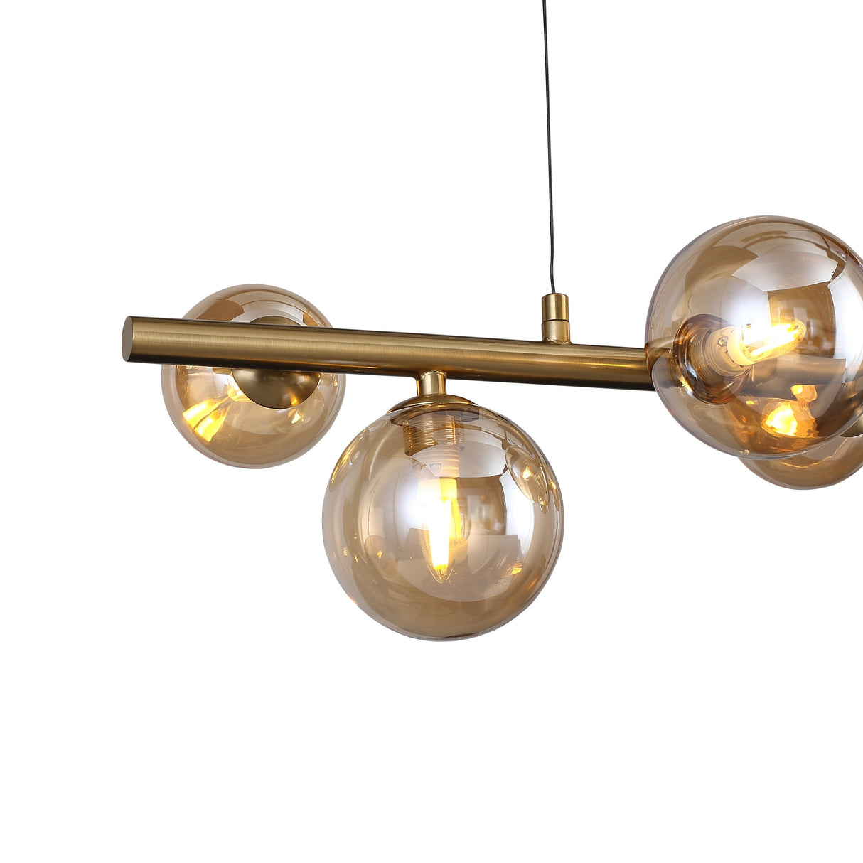 Valencia Lange Hanglamp 63cm Messing/Amber