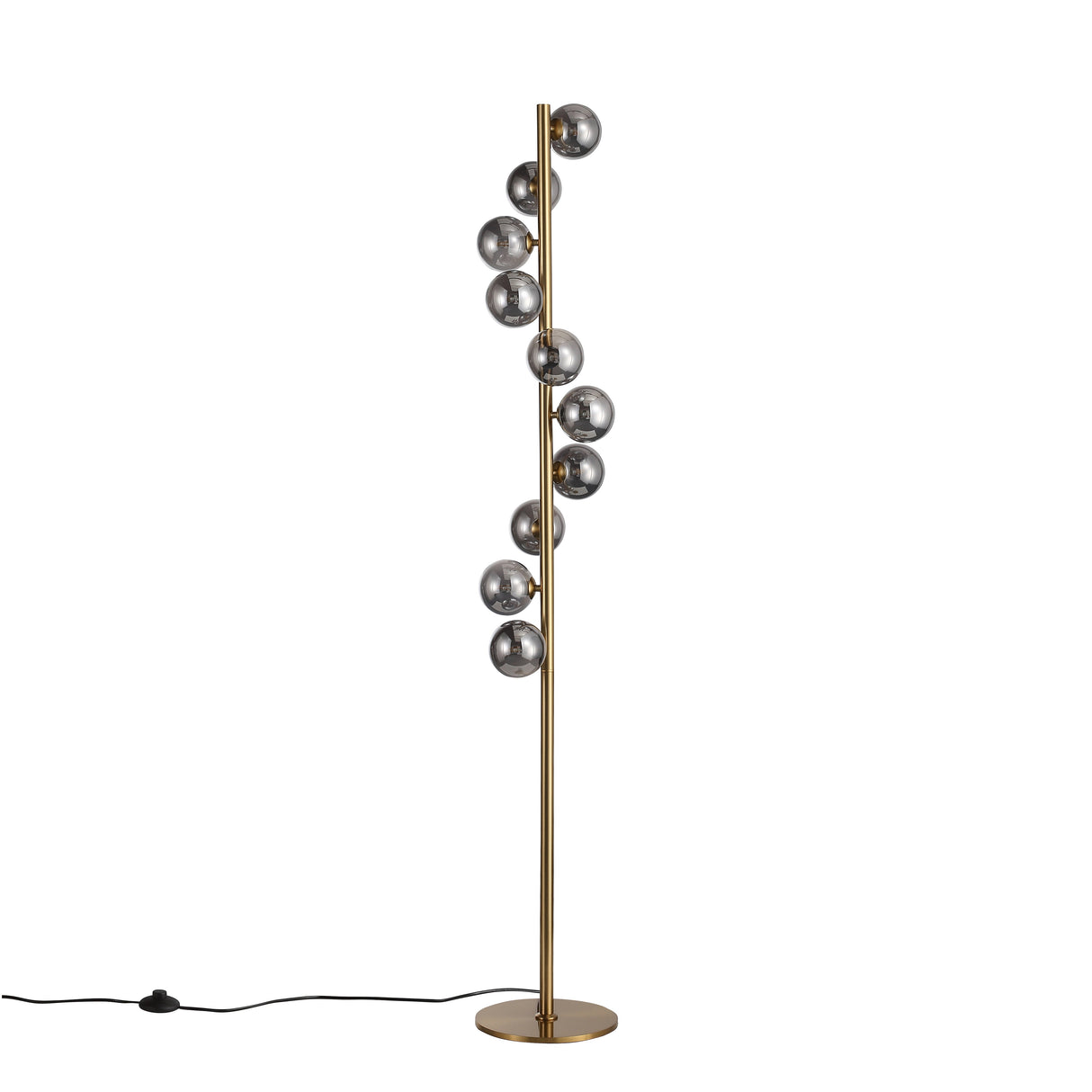 Trento Vloerlamp Messing/Gerookt Glas