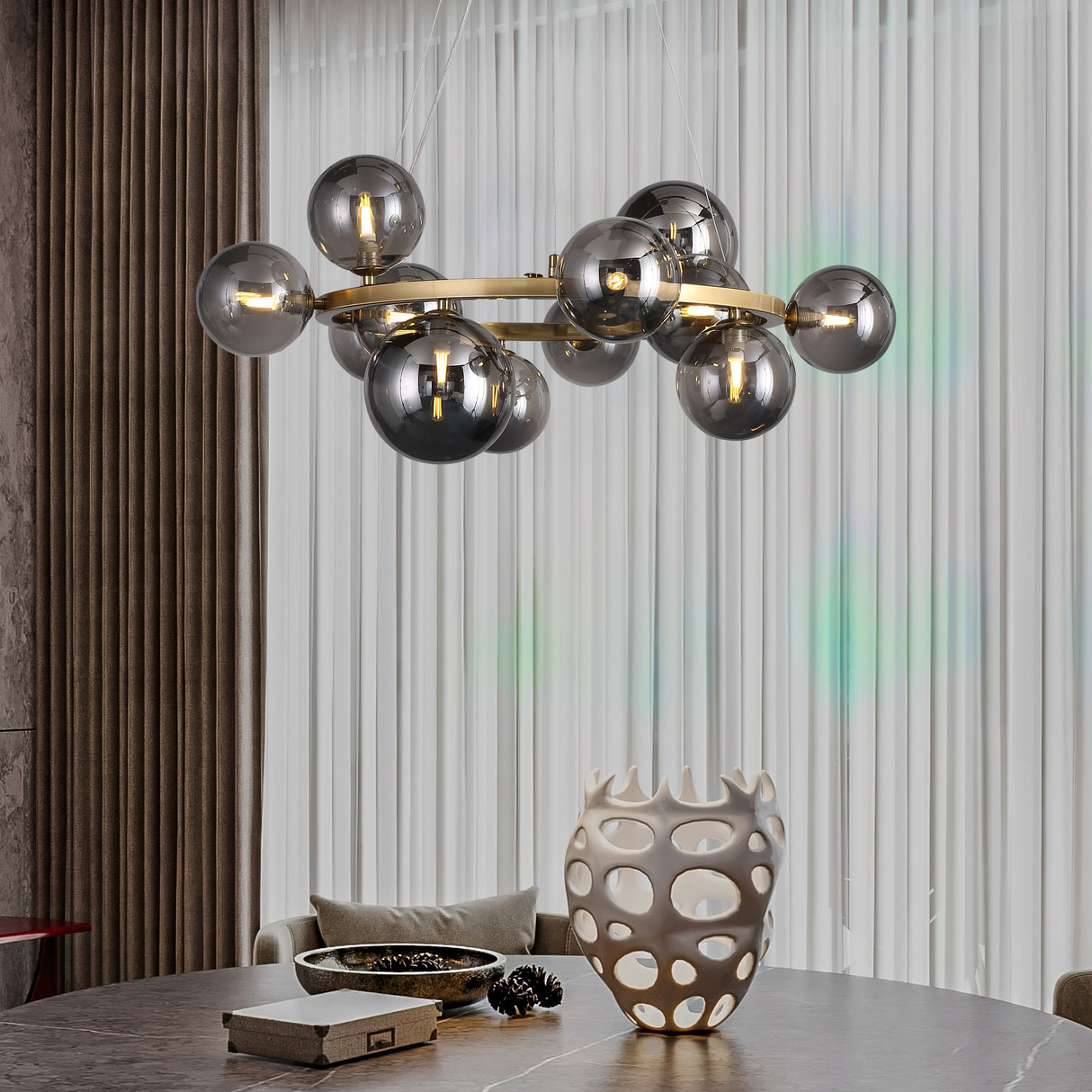 Valencia Kroonluchter Messing/Smoke