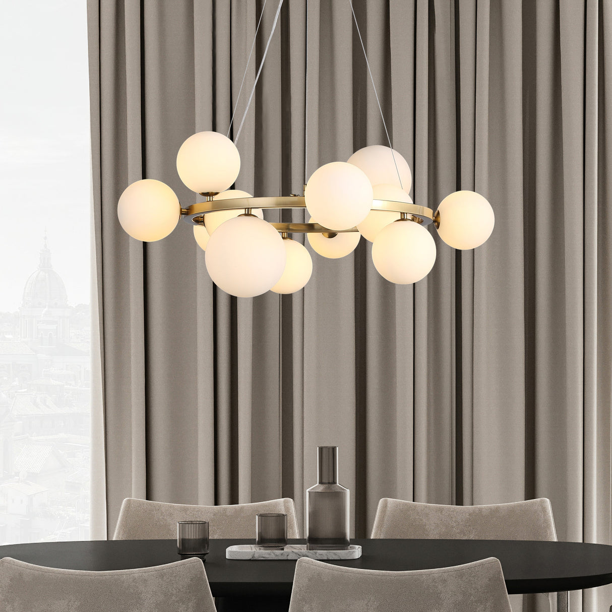 Valencia Kroonluchter Messing/Opal