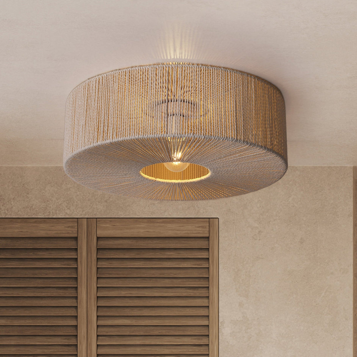 Braided Plafondlamp Ø60 Raw White