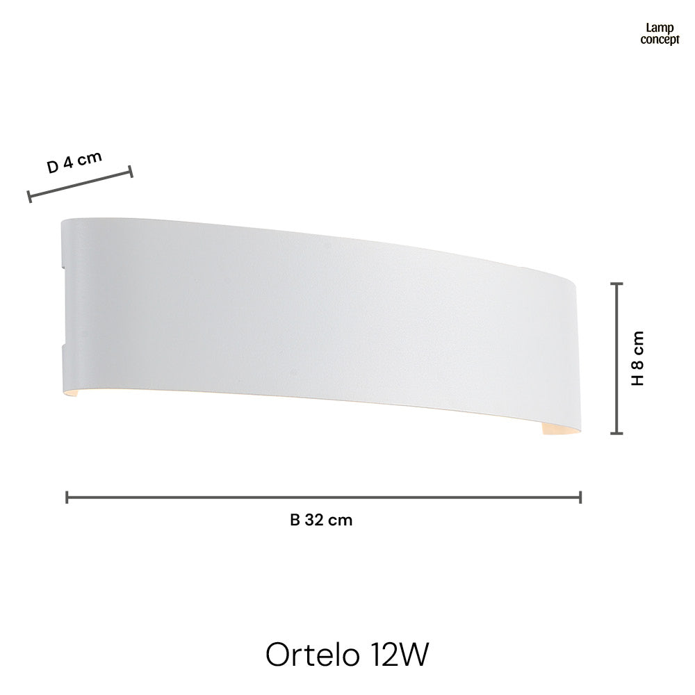 Ortelo 12W 32cm Wandlamp Zwart