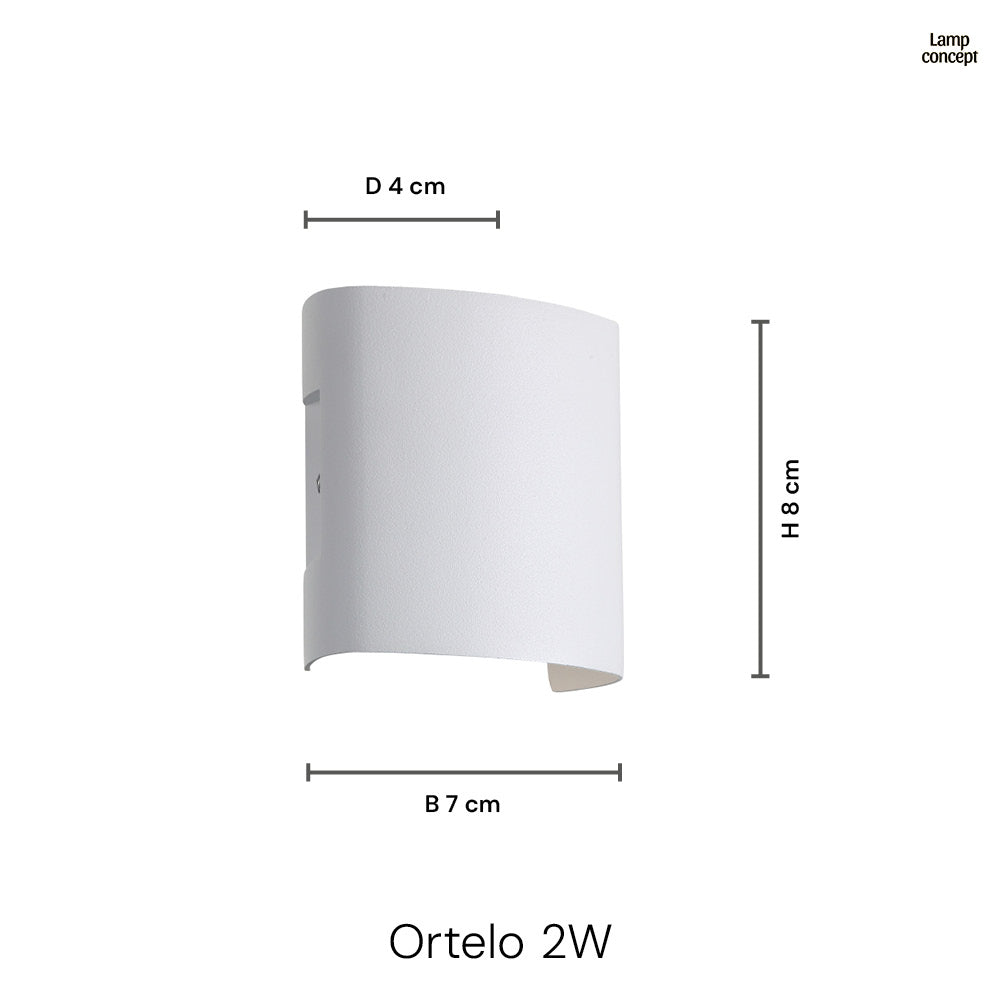 Ortelo 2W 7cm Wandlamp Buiten Zwart