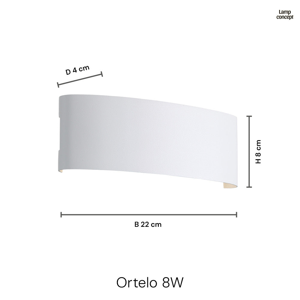 Ortelo 8W 22cm Wandlamp Buiten Wit