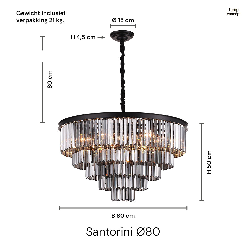 Santorini Kroonluchter Ø80 Smoke