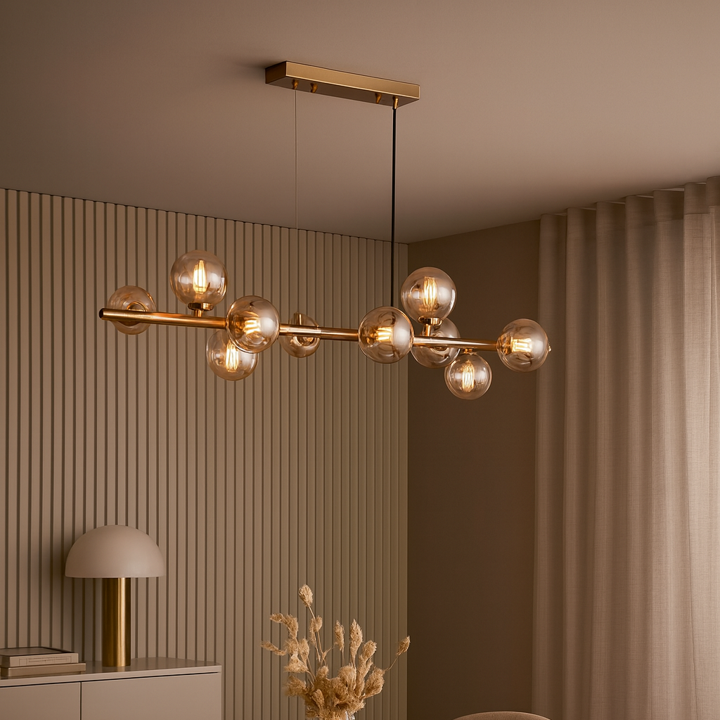 Valencia Lange Hanglamp Messing/Amber