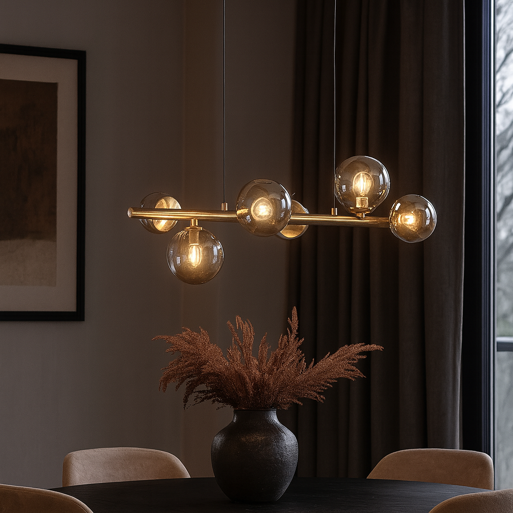 Valencia Lange Hanglamp 63cm Messing/Smoke