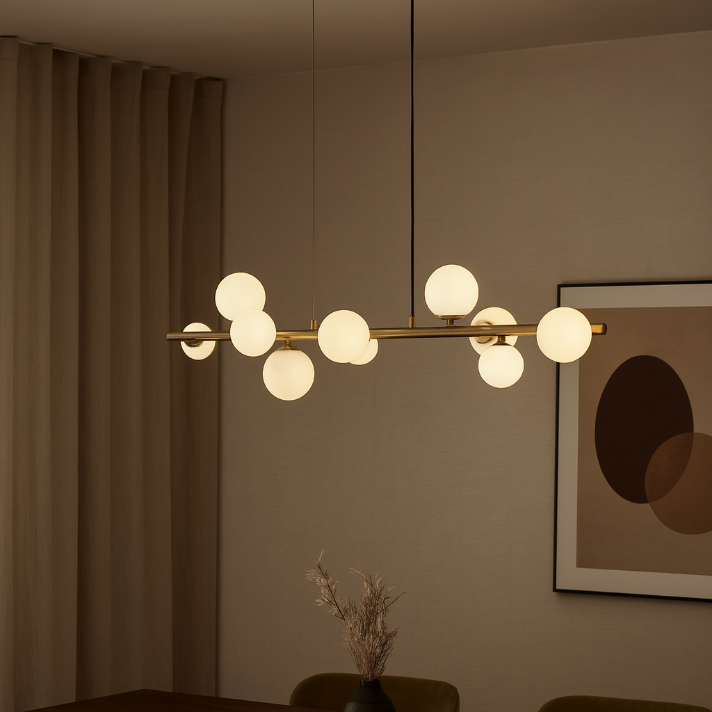 Valencia Lange Hanglamp Messing/Opal