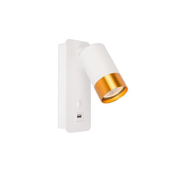 Väggspotlight Vit/Mässing USB-Lampconcept.se