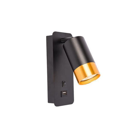 Vægspot Sort/Messing M. USB