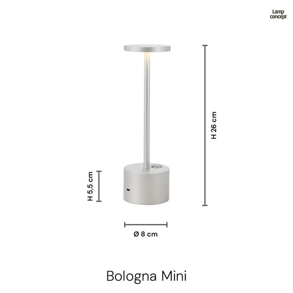 Bologna Mini LED Draadloze Tafellamp Silver