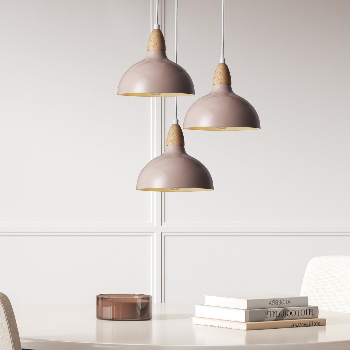 Oak Hanglamp Ø19 Glossy Beige Pink