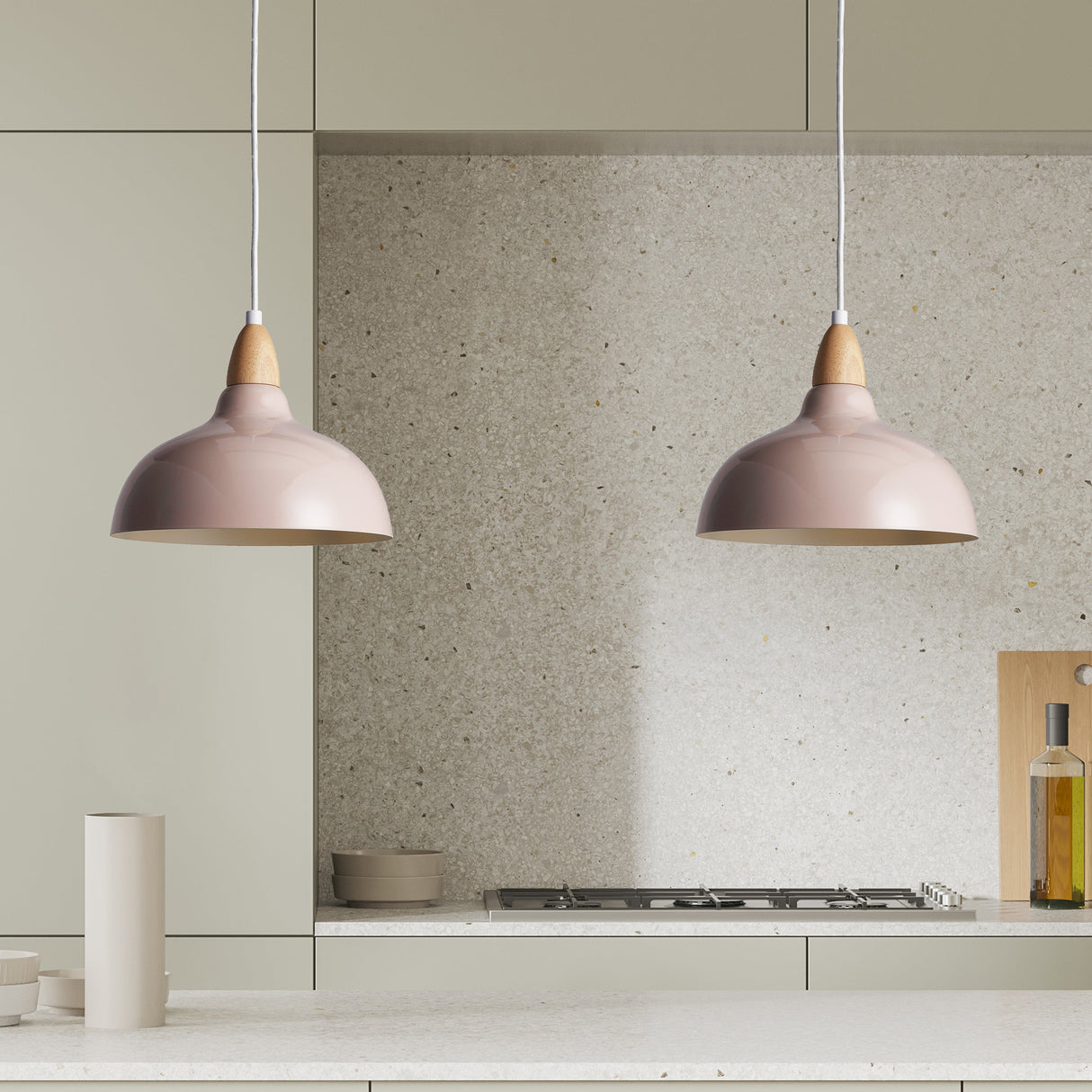 Oak Hanglamp Ø24 Glossy Beige Pink