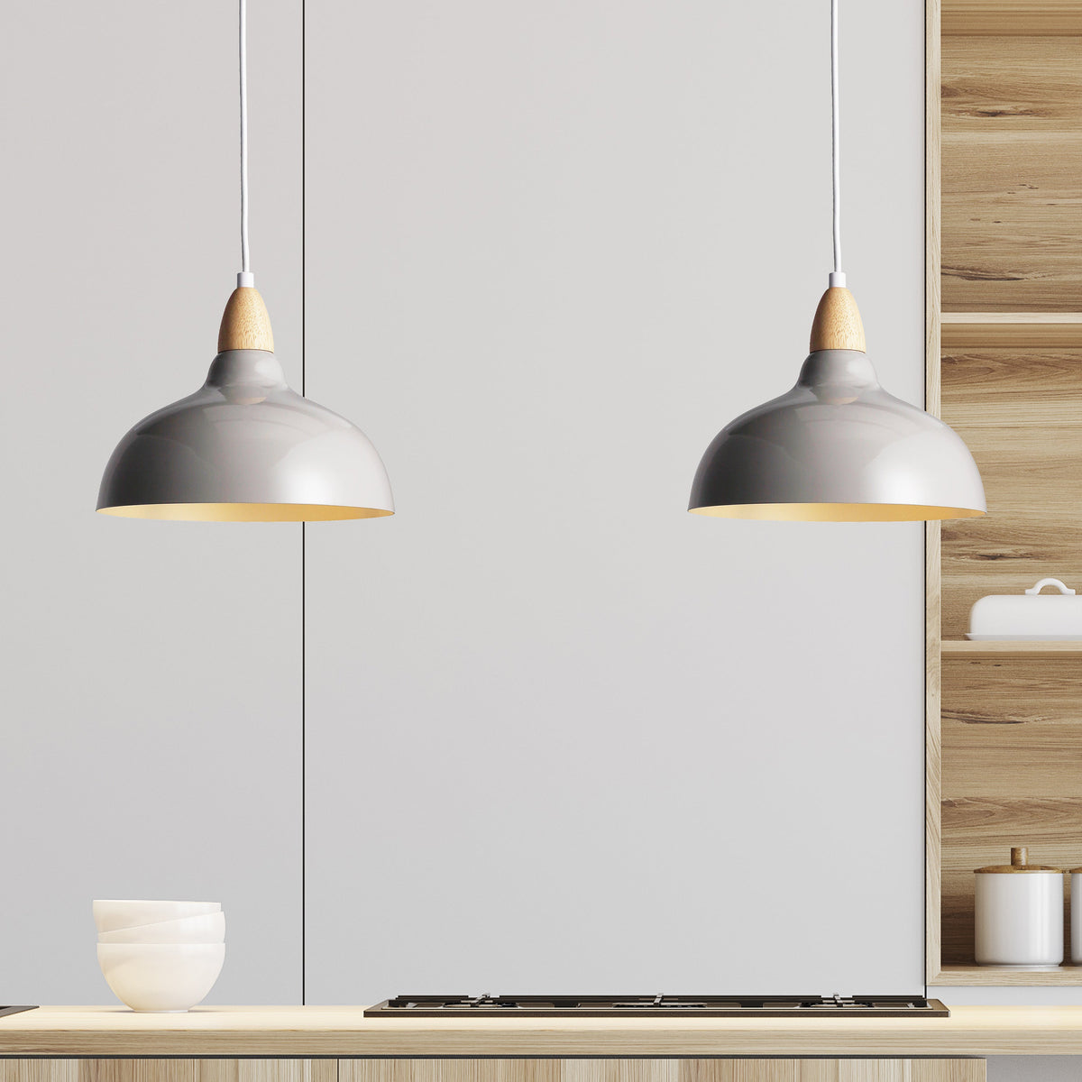 Oak Hanglamp Ø24 Glossy Grijs