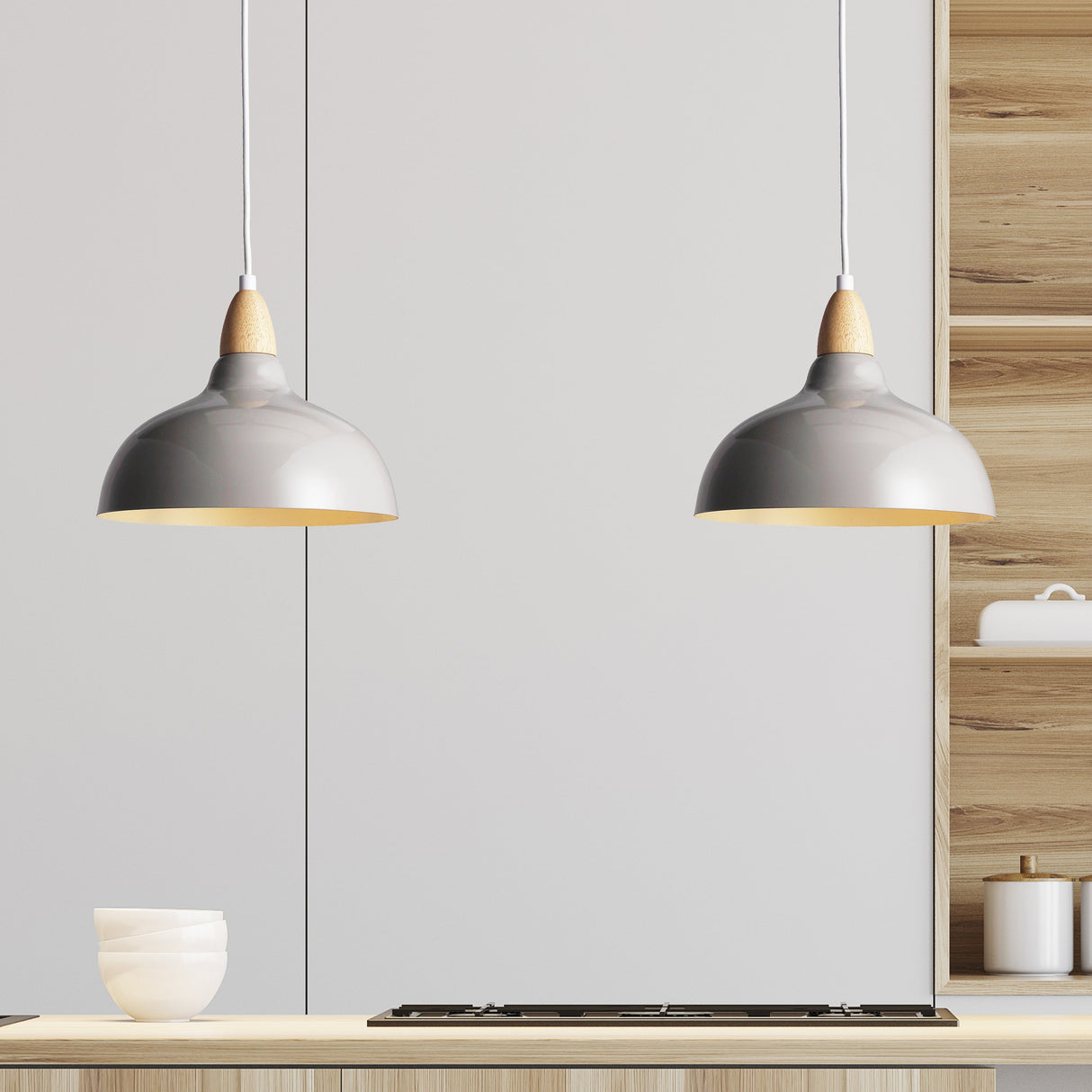 Oak Hanglamp Ø24 Glossy Grijs