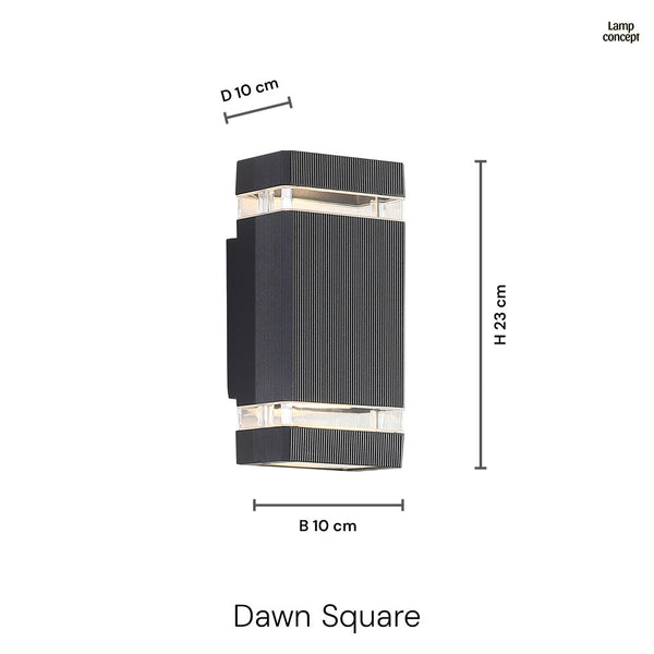 Dawn Square Wandlamp Buiten LED Zwart