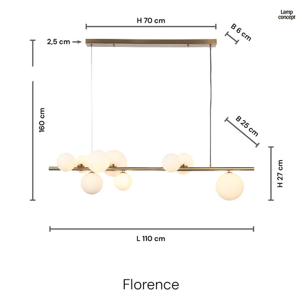 Florence Lange Hanglamp Zwart/Smoke