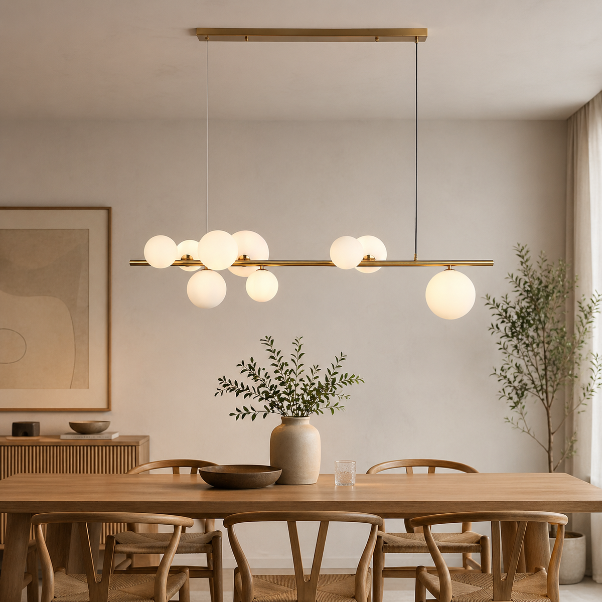 Florence Lange Hanglamp Messing/Opal