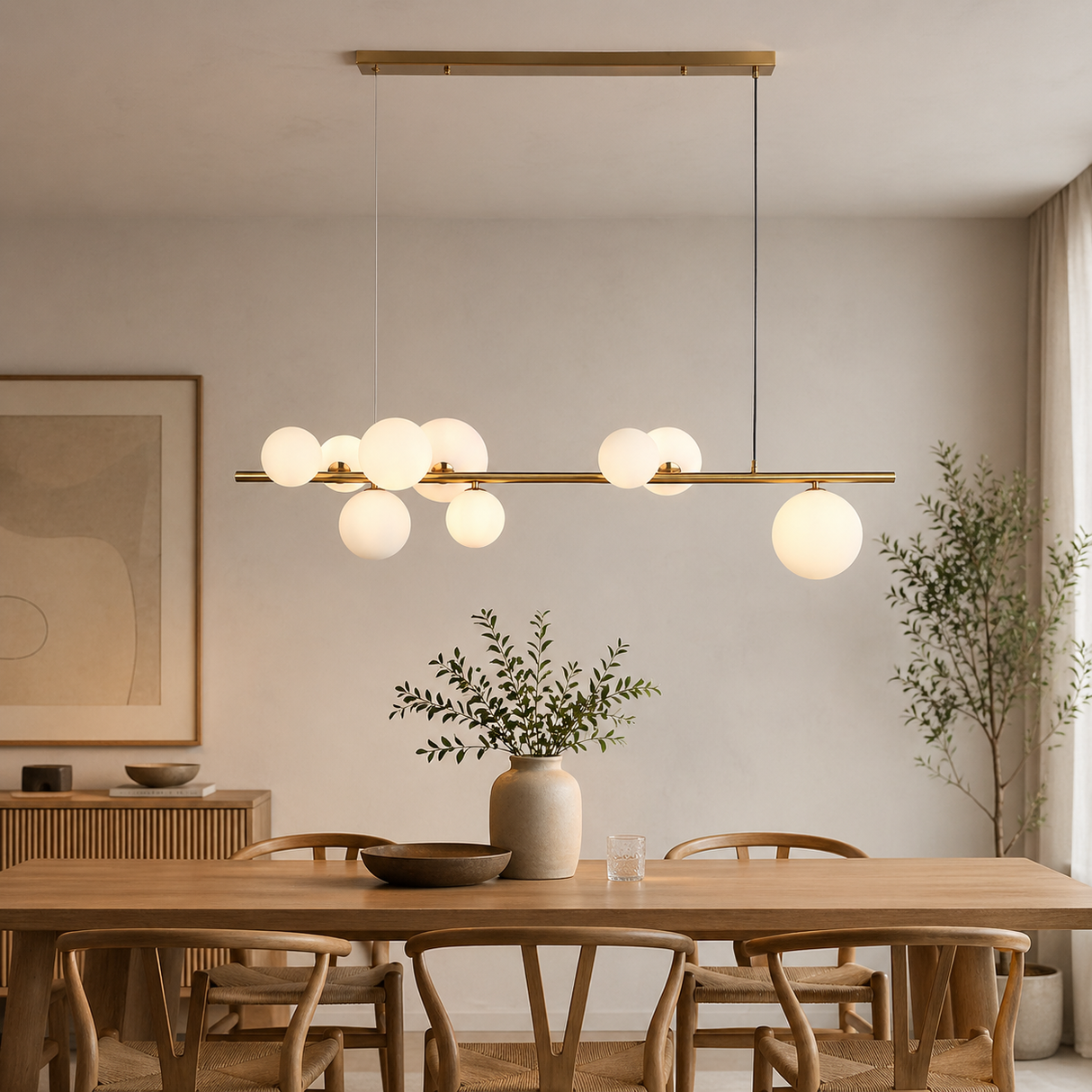 Florence Lange Hanglamp Messing/Opal