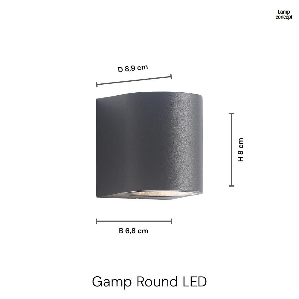 Gamp Rond Wandlamp Buiten Zwart