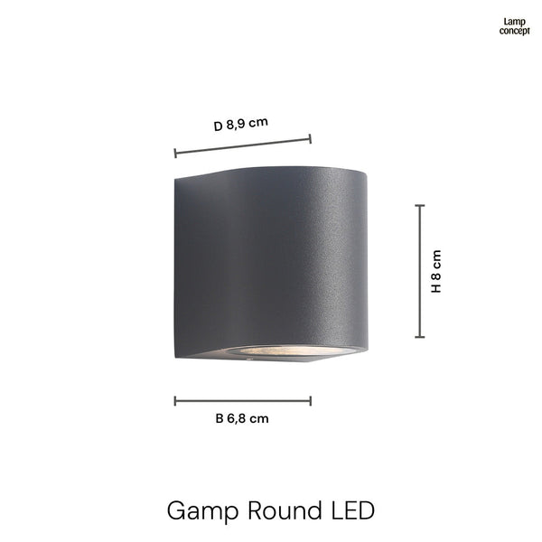 Gamp Rond Wandlamp Buiten Zwart