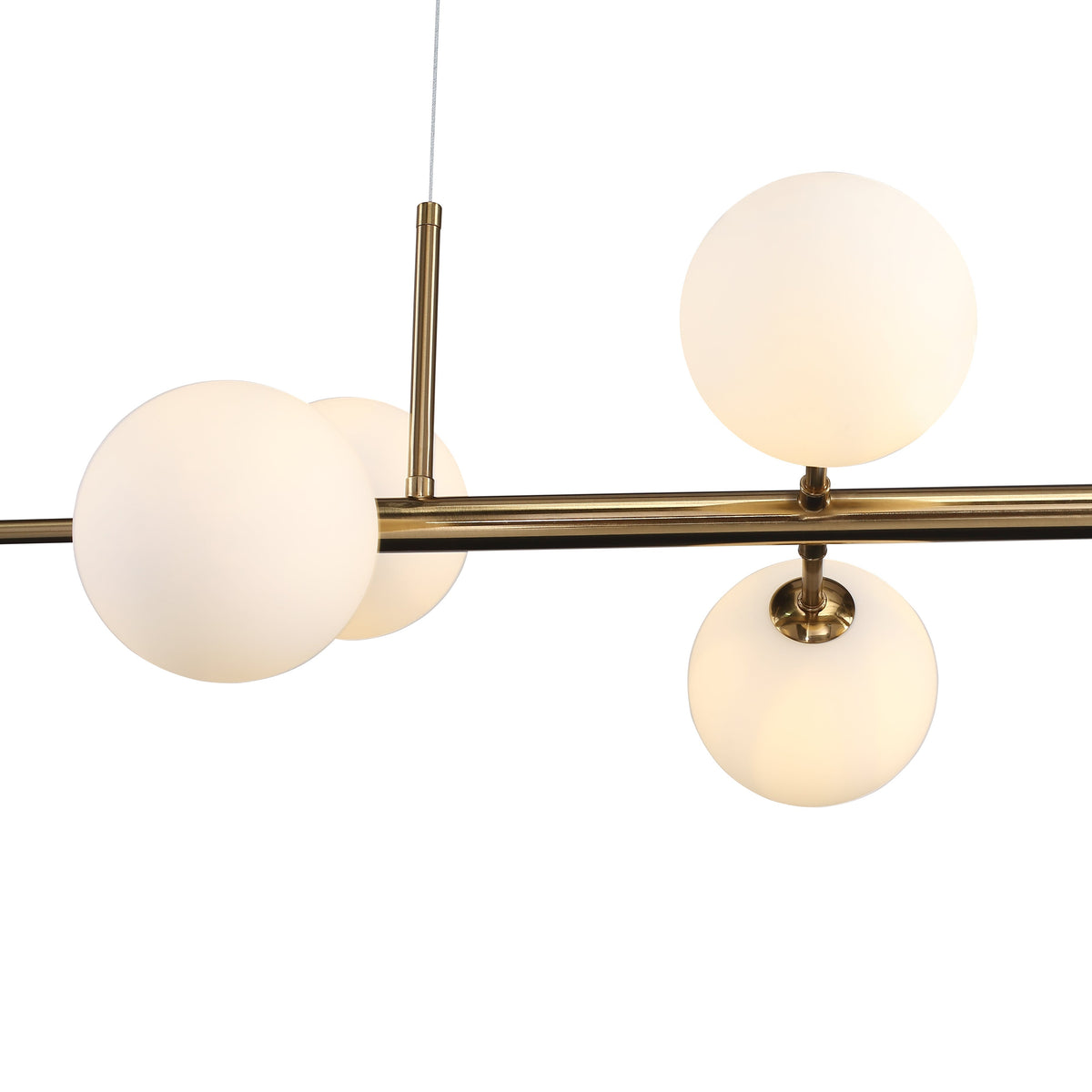 Seti Lange Hanglamp 	Geborsteld Messing/Opal